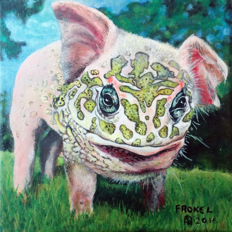 Das Frokel (porcus rani junoris), 2018, acryl auf leinwand, 20 x 20 cm
